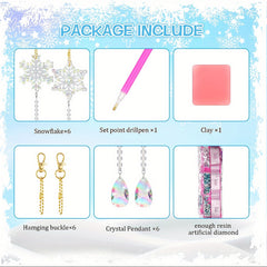 6pcs Snowflake Faux Diamond Painted Hanging Pendant Set