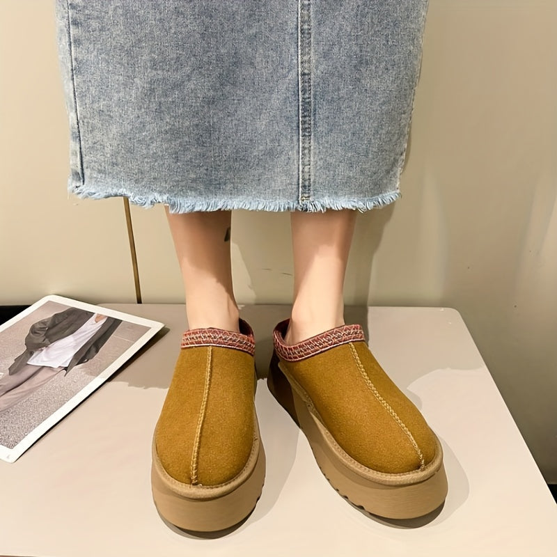 Women's Plush Lined Platform Slip-On Boots