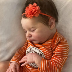 20" Reborn Baby Doll Light Beige, Visible Veins, Orange Red Outfit