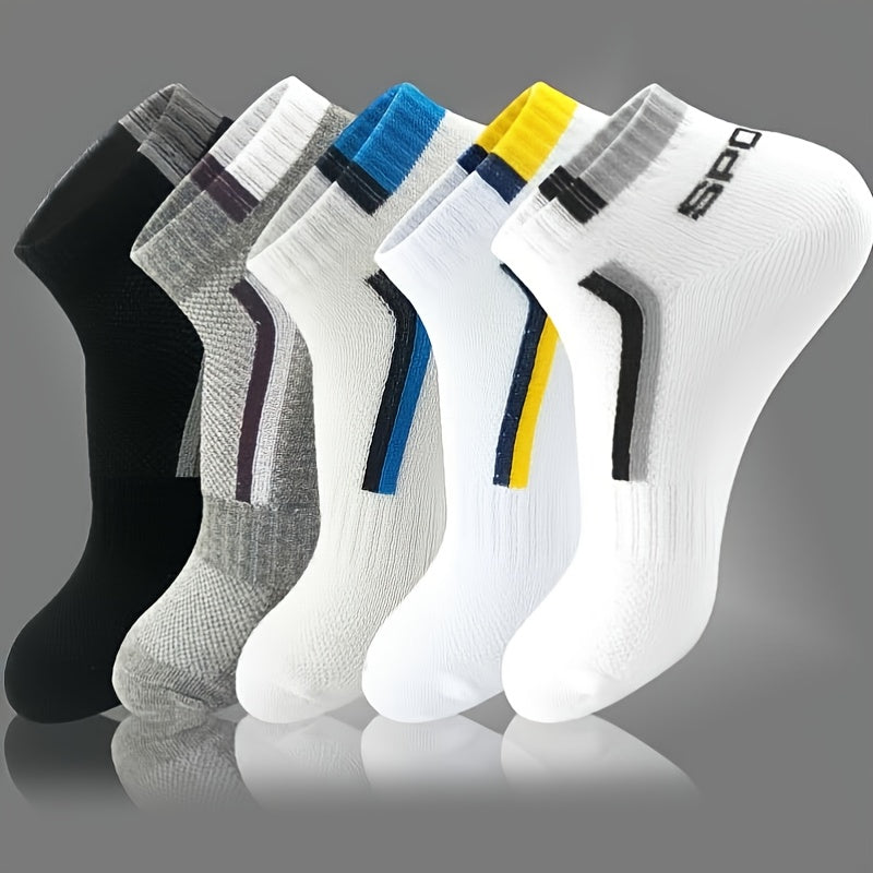 5 Pairs Men's Casual Crew Sports Socks Thin Comfy Stockings for Summer Outdoor