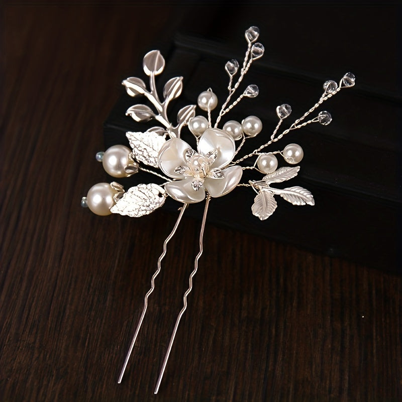 Crystal Faux Pearl Hair Pins Wedding Hair Accessories