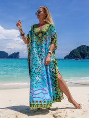 Boho Cover Up Women's Leopard Print Beach Cover Up Dress