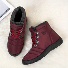 Women's Snow Boots Fleece Lining Lace Up Waterproof Ankle Boots