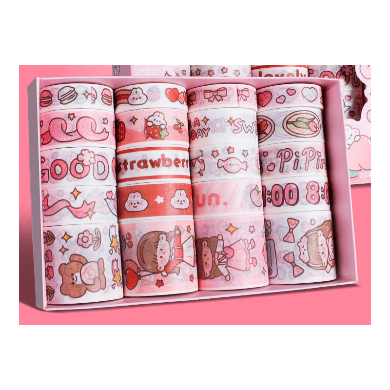Girly Heart Sticker Tape - 20 Rolls - Customizable Material