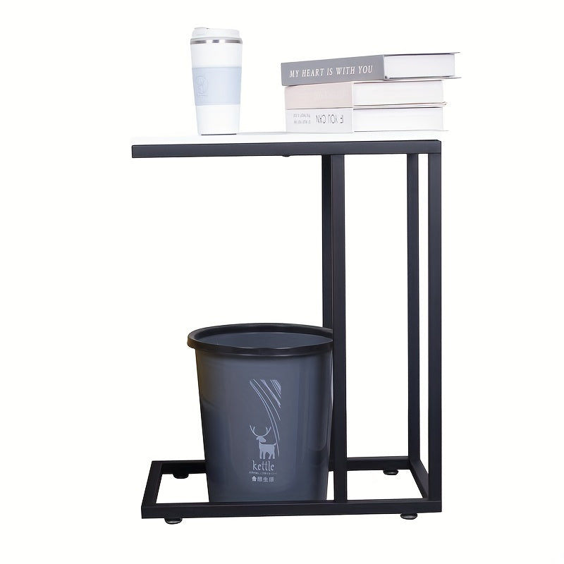 C Shaped Side Table for Couch Large Desktop End Table