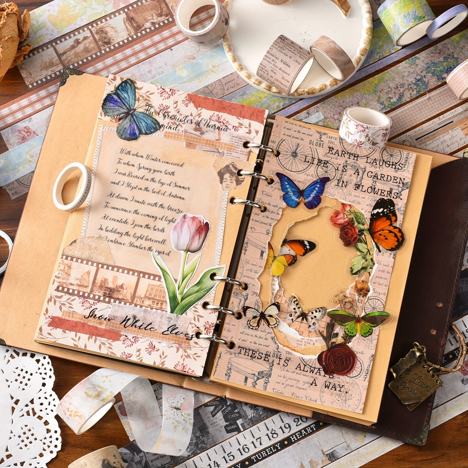 4pcs Retro Printing Diary Decorative Stickers