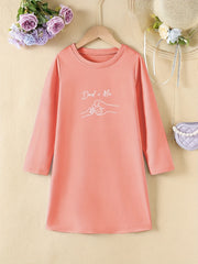 Girls Long Sleeve Midi Dress Crew Neck Casual Spring Fall Comfortable