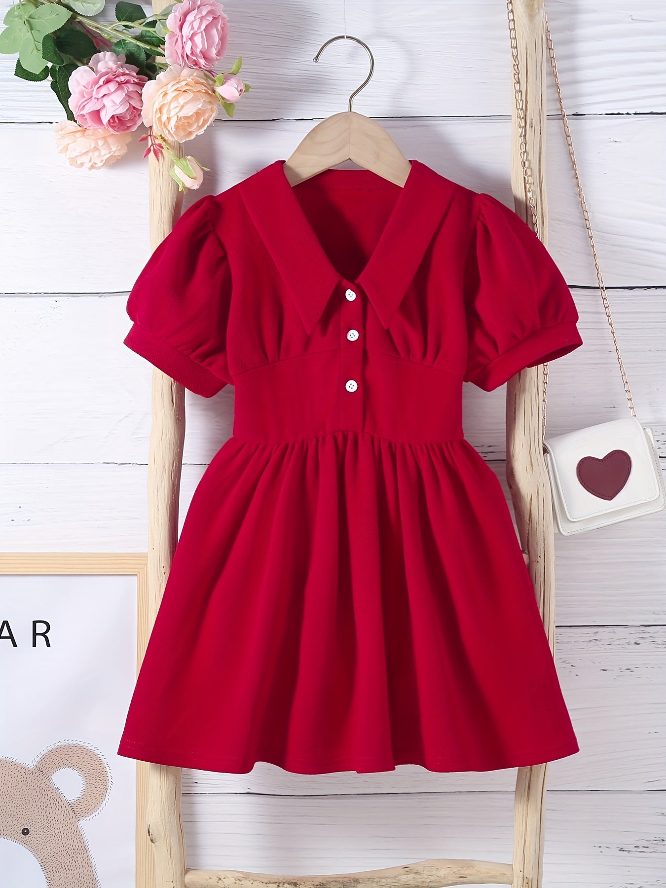 Toddler Girls Puff Sleeve Princess Dress For Party