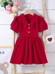 Toddler Girls Puff Sleeve Princess Dress For Party