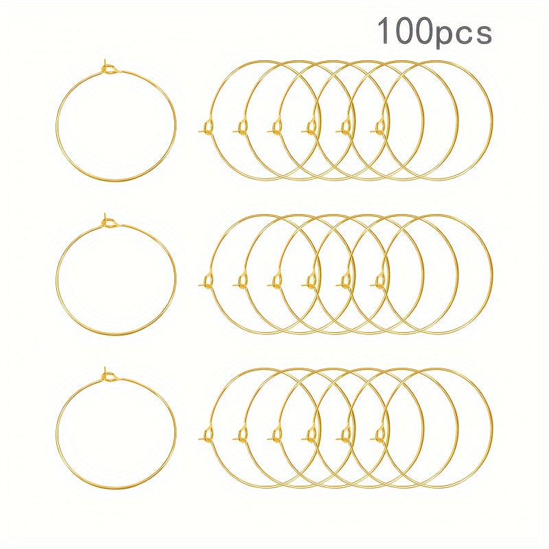 100pcs Wine Cup Pendant Ring Open Jump Ring Earrings Beaded Hoops