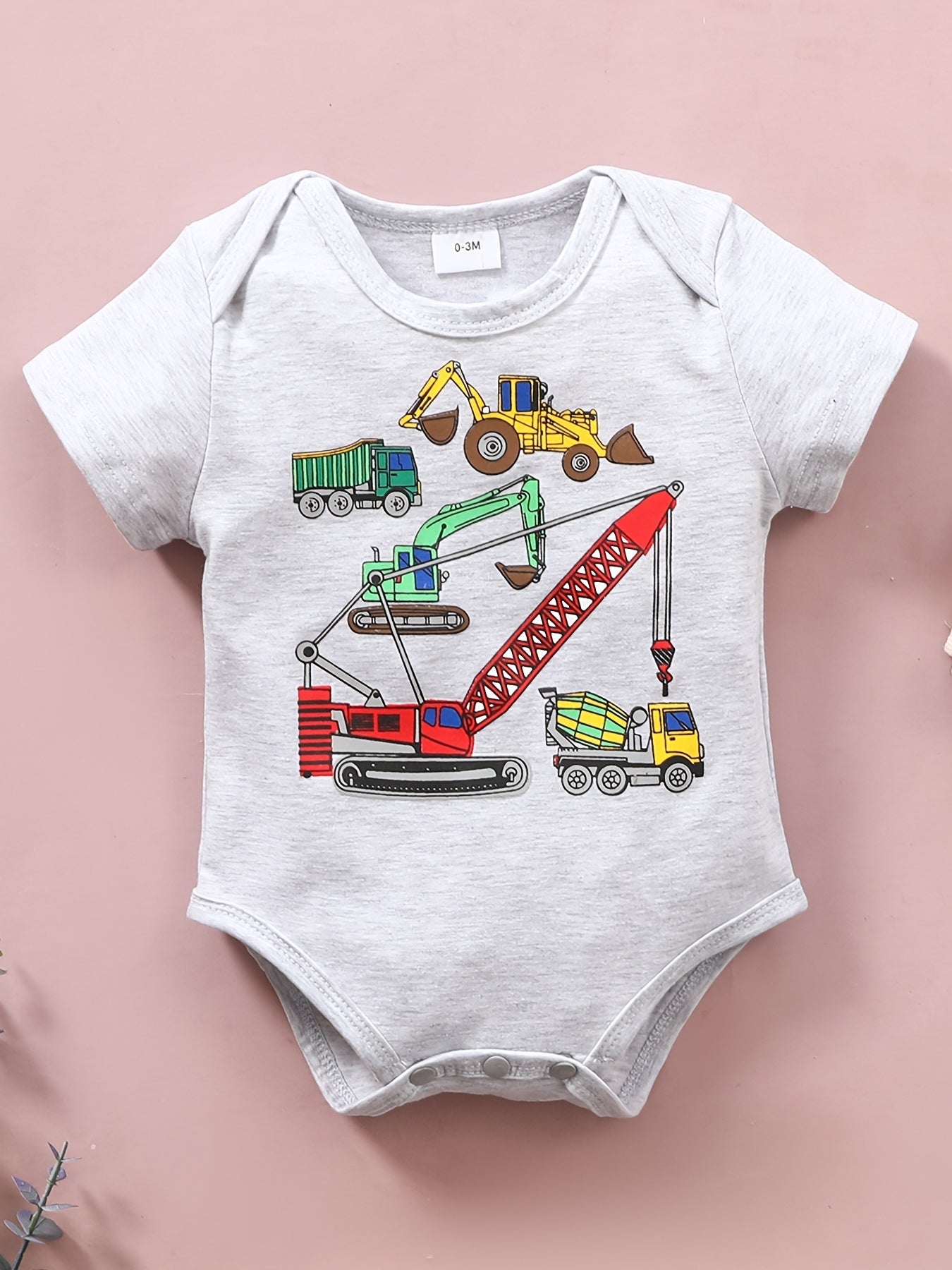 Cotton Car Graphic Short Sleeve Romper for Baby