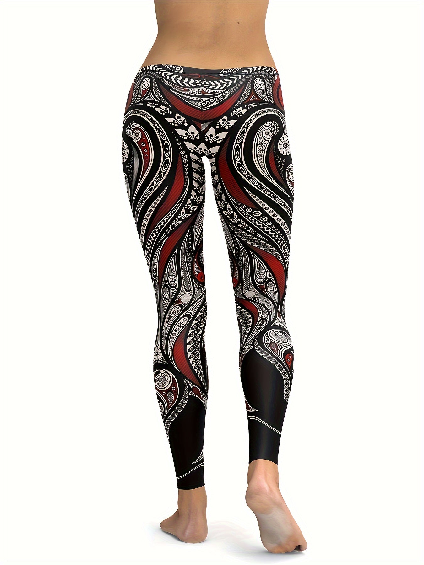 Boho Print Plus Size Leggings with Slight Stretch