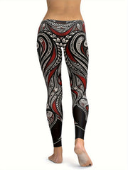 Boho Print Plus Size Leggings with Slight Stretch