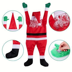 Santa Claus Climbing Wall Costume Decoration Christmas Funny Hanging