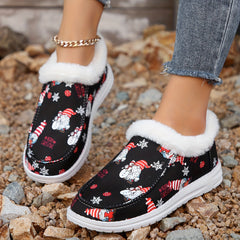 Christmas Print Fluffy Skate Shoes for Women