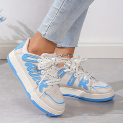 Women's Block Skate Shoes Comfortable Lace Up Low Top Sport Shoes