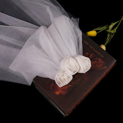 Rose Flower Bridal Veil Two Layers Hairbands Wedding Party Accessories