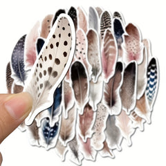 50pcs Feather Stickers for Skateboards Computers Bookshelves