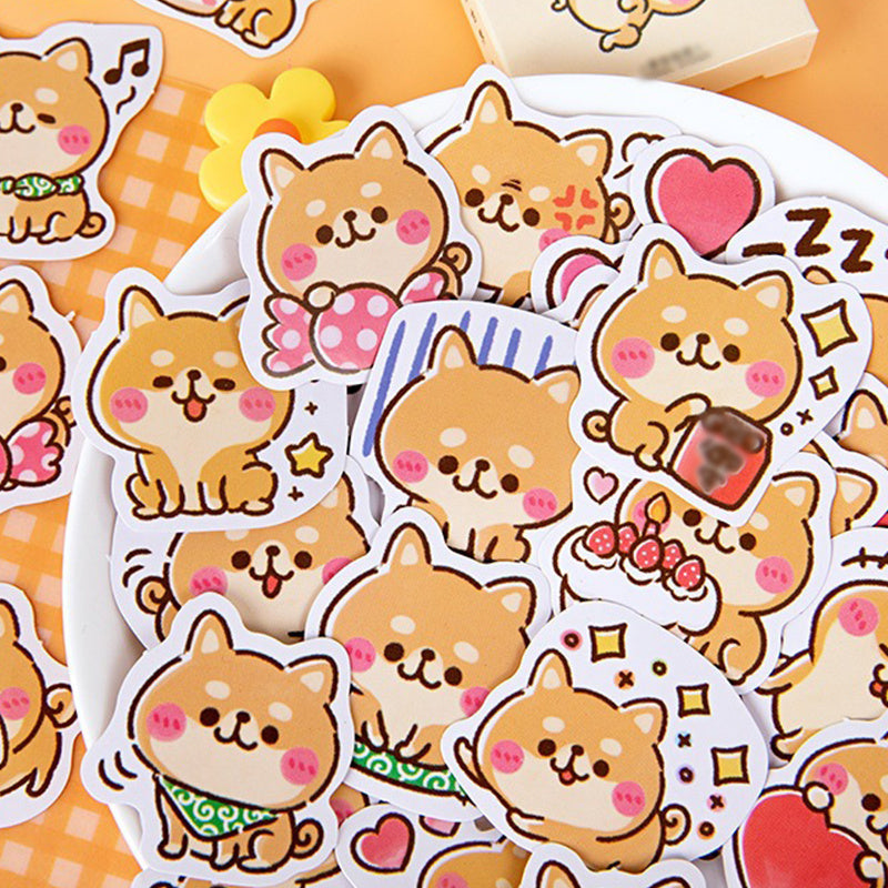 45pcs Shiba Inu Boxed Stickers for Scrapbooking and Crafts