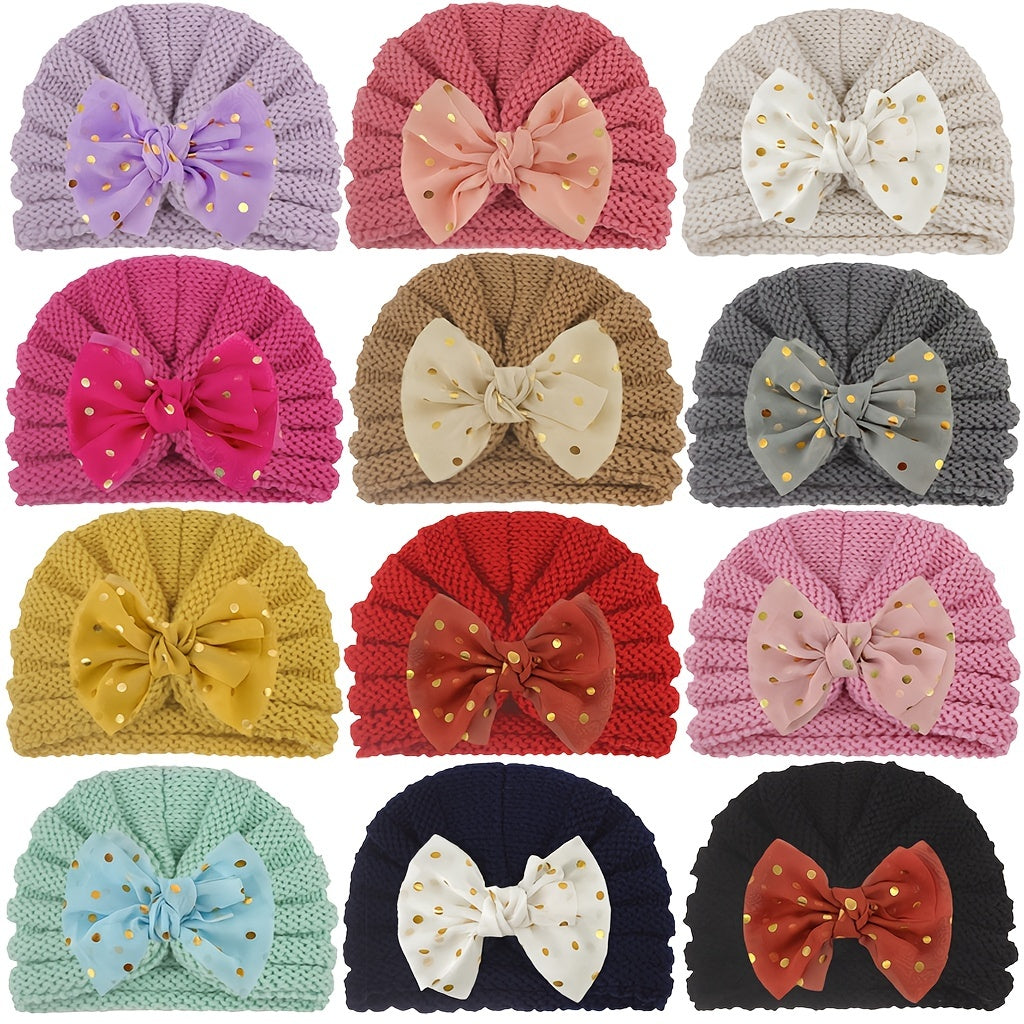 Kids' Knitted Winter Hat with Bow Breathable Hand Wash