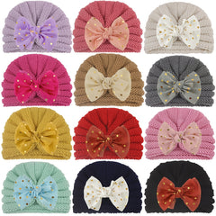 Kids' Knitted Winter Hat with Bow Breathable Hand Wash