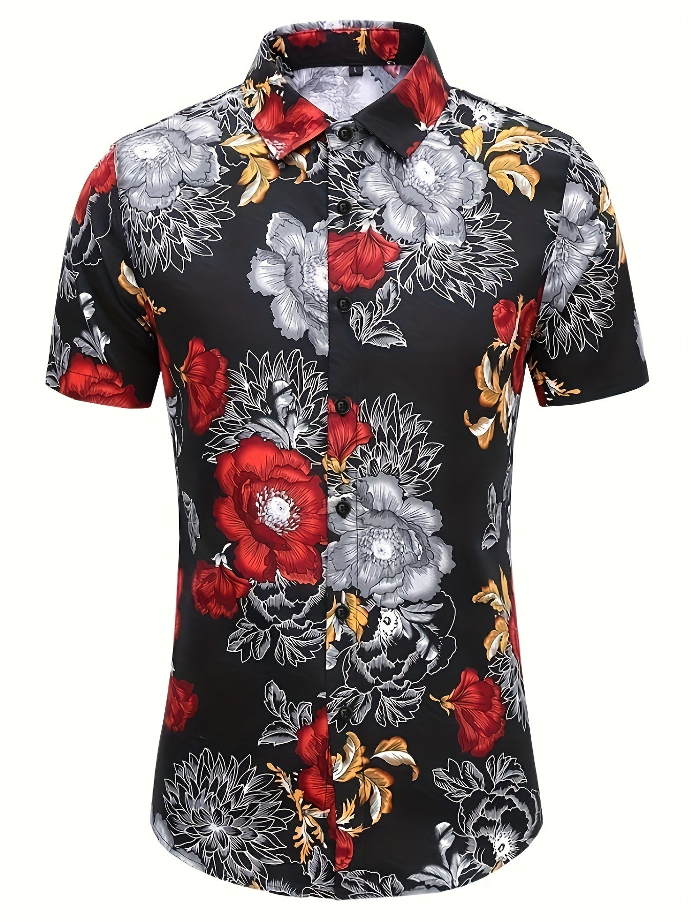 Men's Flower Print Short Sleeve Hawaii Shirt