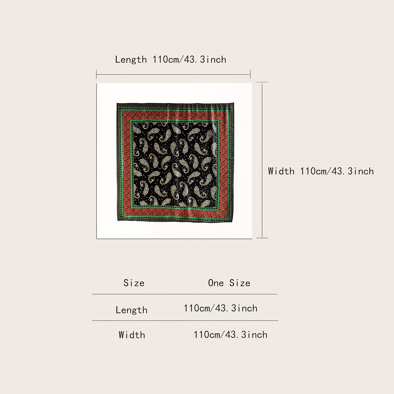 Vintage Paisley Print Silk Square Scarf Shawl for Women