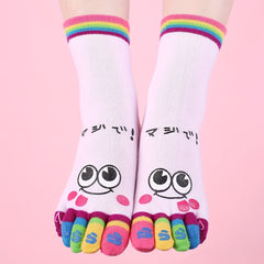 Cartoon Print Toe Socks Colorful Women's Sports Socks