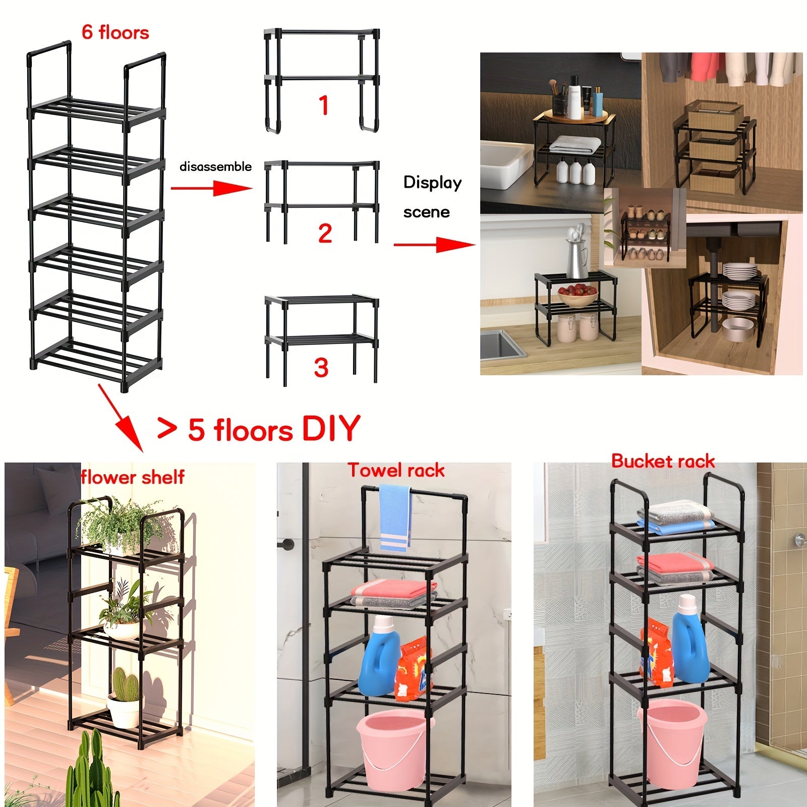 8 Layer Stackable Shoe Storage Rack - Dorm Room Organization