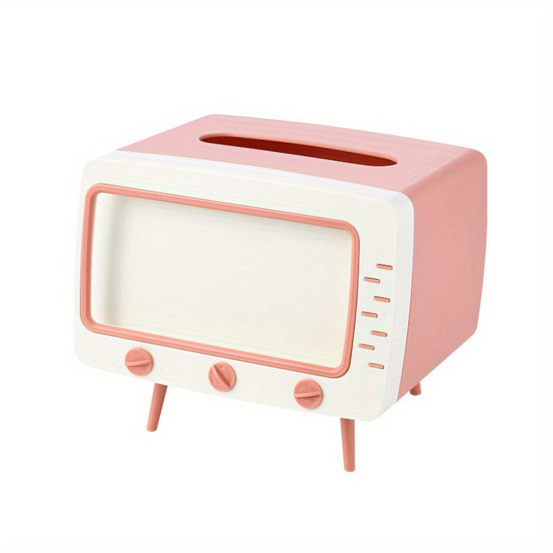 TV Shaped Tissue Storage Box Mobile Phone Holder