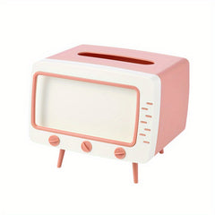 TV Shaped Tissue Storage Box Mobile Phone Holder