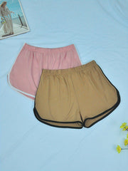 Colorblock Trim Sleep Bottoms Elastic Waistband Shorts