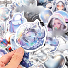50pcs Silvery Phone Case Stickers Waterproof DIY Decoration