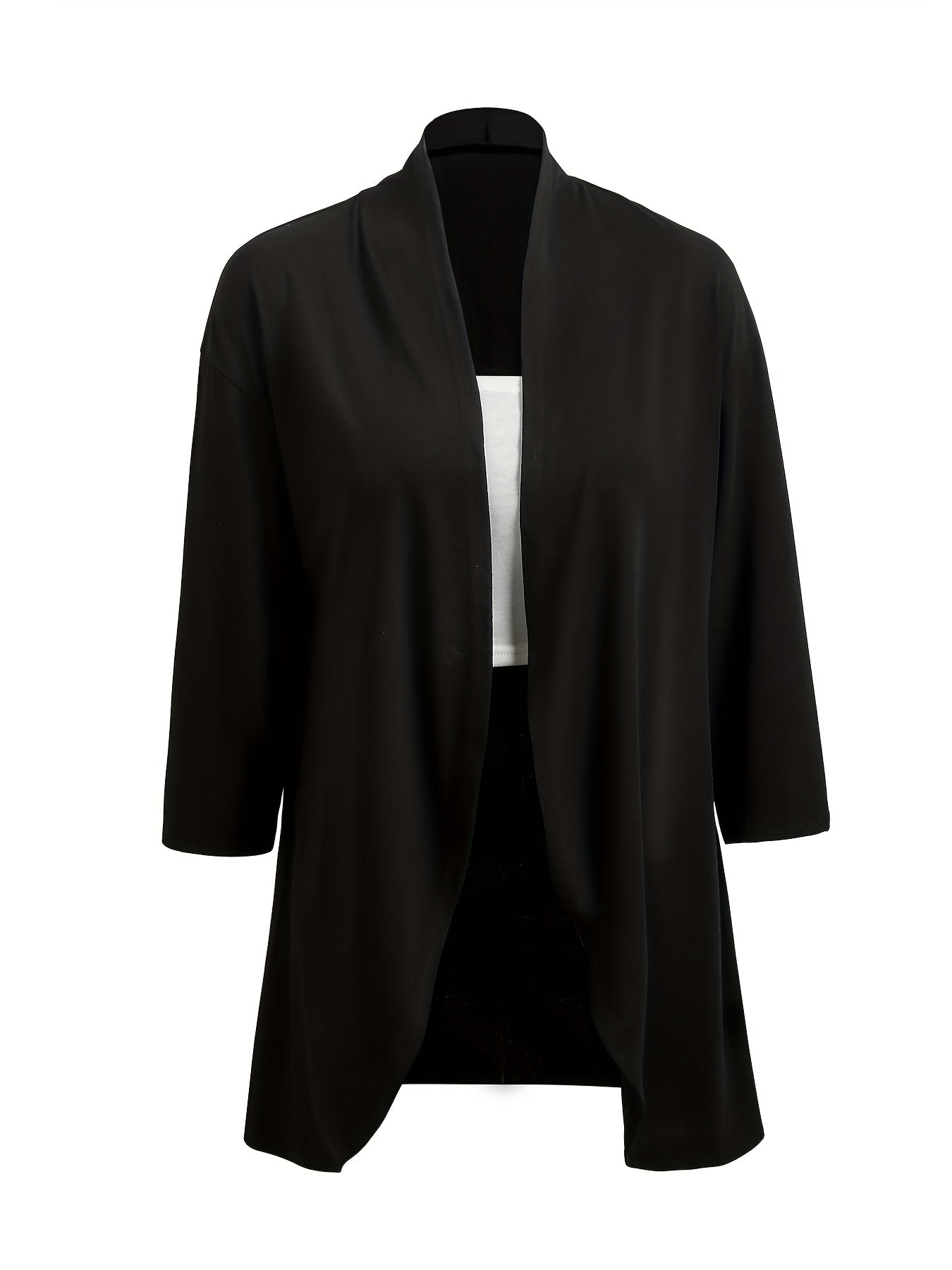 Casual 2pc Set Open Front 3/4 Sleeve Cardigan & Crop Tube Top