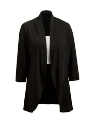 Casual 2pc Set Open Front 3/4 Sleeve Cardigan & Crop Tube Top