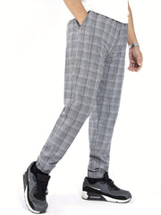 Vintage Plaid Casual Pants Men's Slacks Business Banquet