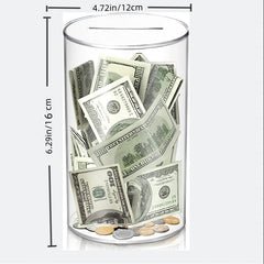 Transparent Acrylic Cylinder Piggy Bank
