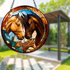 Horse Stained Glass Window Hanging Panel