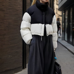 Women's Block Puffer Jacket Winter Warm Coat