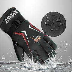 Thickened Printed Skin Feeling Split Finger Ski Gloves