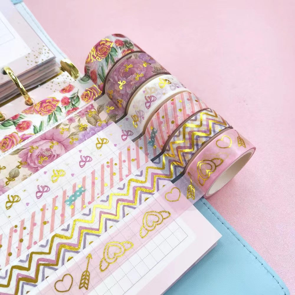 Rose Flower Bow Pattern Tape Set 6 Rolls DIY Craft Scrapbooking Gift Wrapping