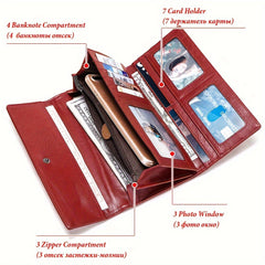 HUMERPAUL RFID Blocking Long Clutch Women's Wallet Red