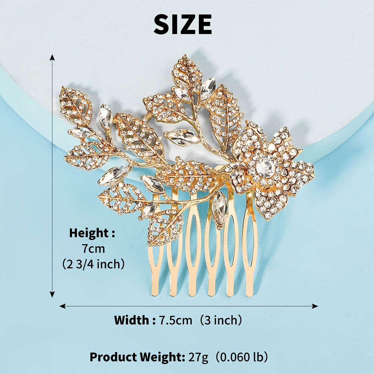 Rhinestone Metal Leaf Floral Hair Comb Bridal Hair Comb Hair Accessories