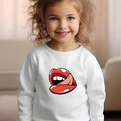 Girls Mouth Pattern Crew Neck Sweatshirt For Spring Fall Christmas Gift