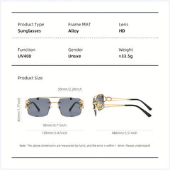 Men's Rimless Leopard Decor Sunglasses UV Protection
