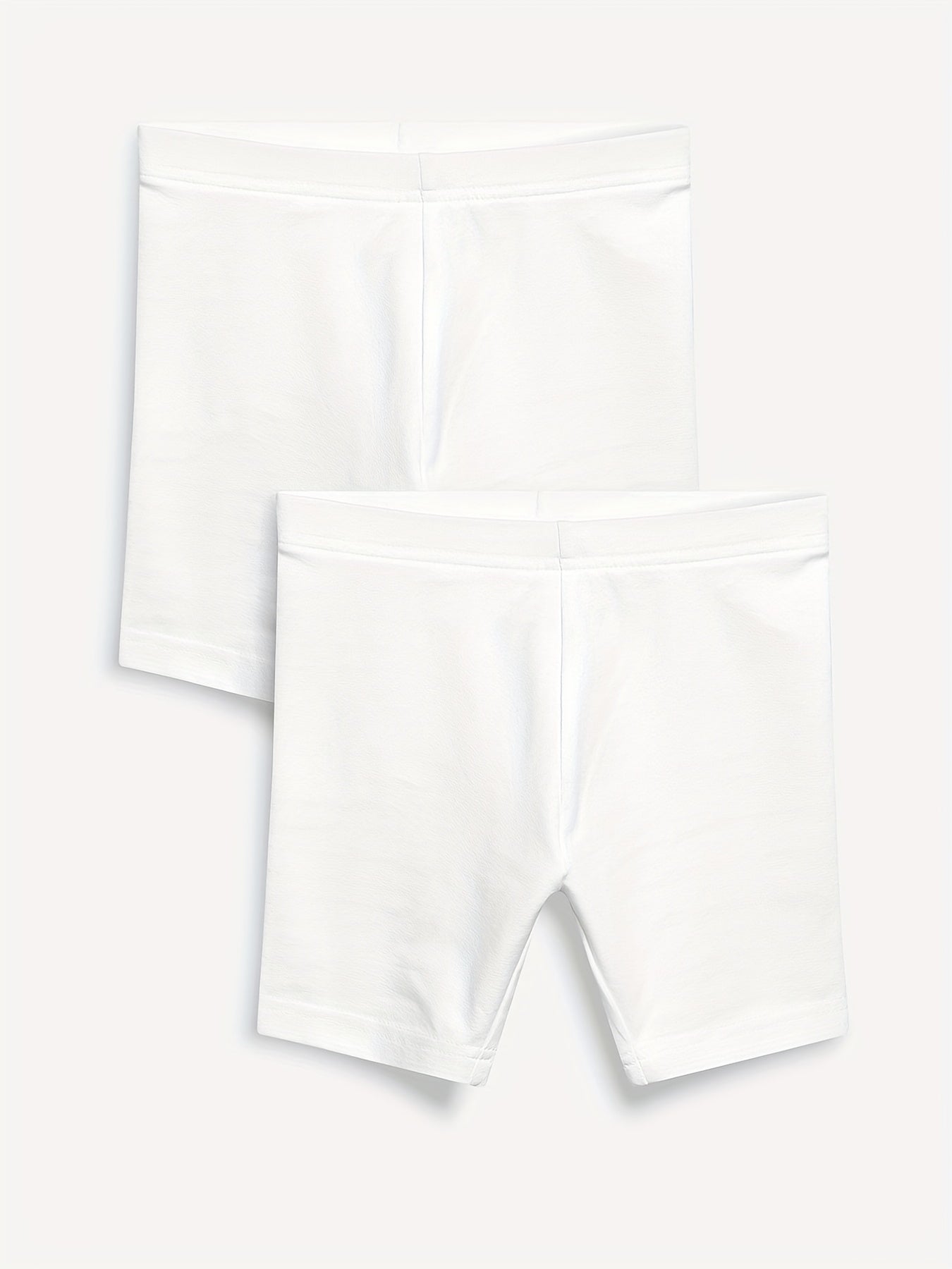 2pcs Toddler Girls Solid Elastic Waist Casual Biker Shorts