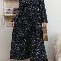 Abaya Dress Women's Plus Ditsy Floral Print Lantern Sleeve