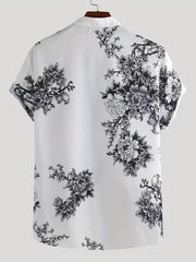 Men s Floral Graphic Short Sleeve Shirt Hawaiian Beach