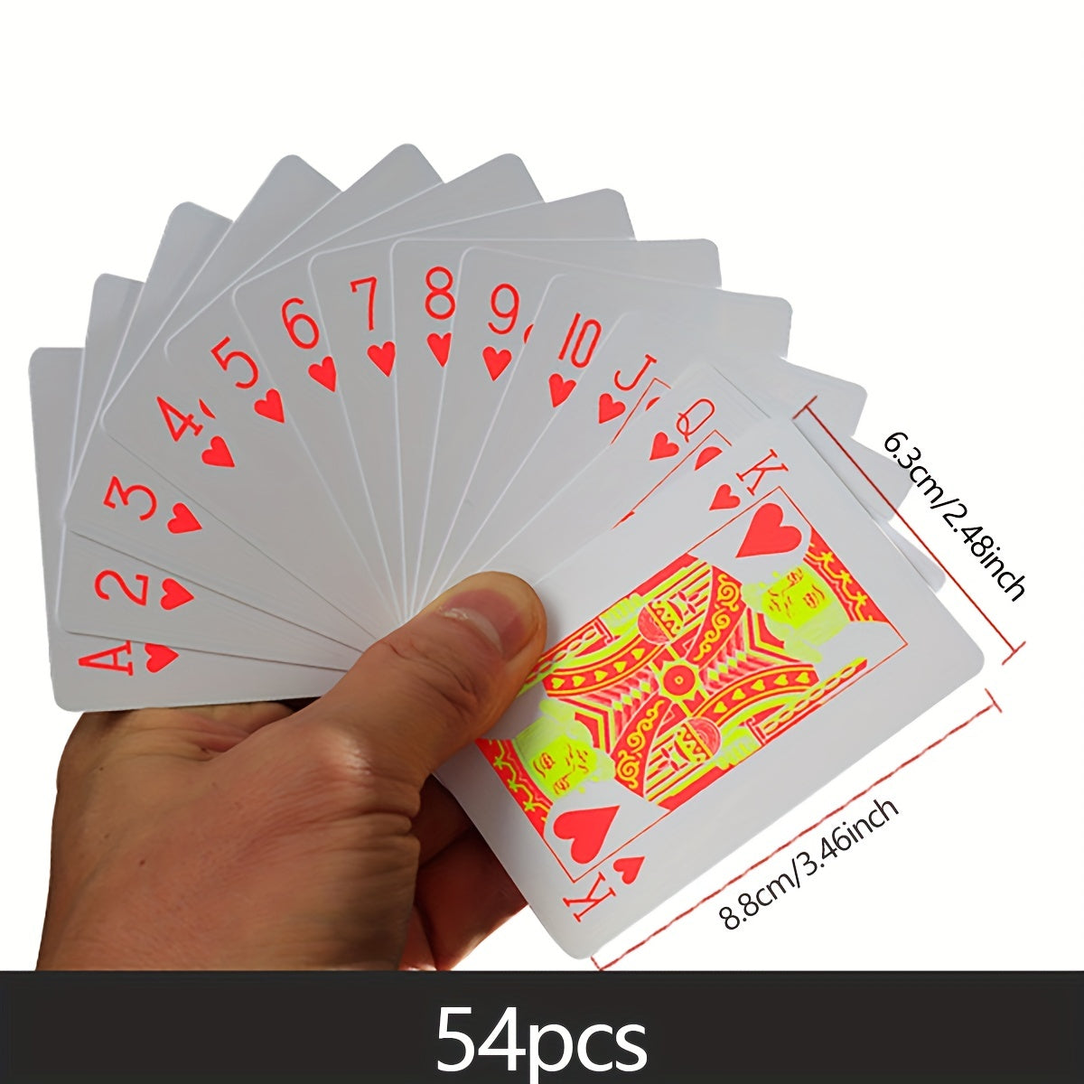 54pcs Fluorescent Waterproof Poker Deck for Poker Party Game