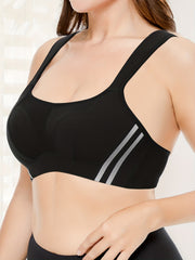 Sporty Bra Women's Plus Stripe Contrast Mesh Cut Out Bra